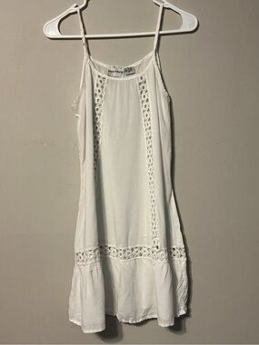 raya sun White Eyelet Trim Mini Dress